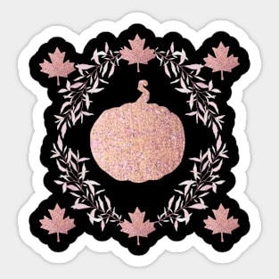 Pumpkin Bling, Rose Gold, Pretty And Festive, Girly Halloween, Decorate for Autumn, Cutie Pumpkin, Leaves and Fall Sticker